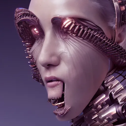 Prompt: beautiful impish biomechanical incredible technological hair, masterpiece crystalline incrustations, hyper - detailed face, elegant pose, movie still, intricate, octane render, cinematic lighting, cgsociety, unreal engine,