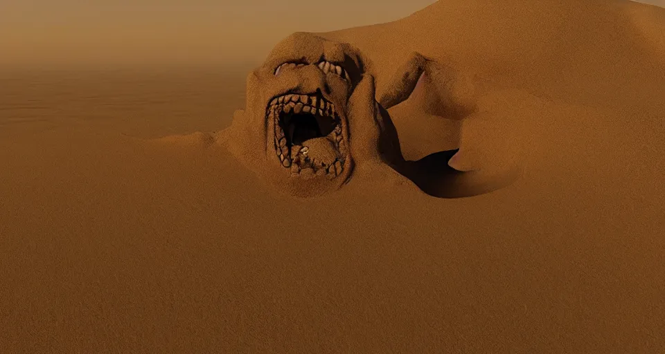 Image similar to a monster made out of sand, int he desert, 4k, photorealistic