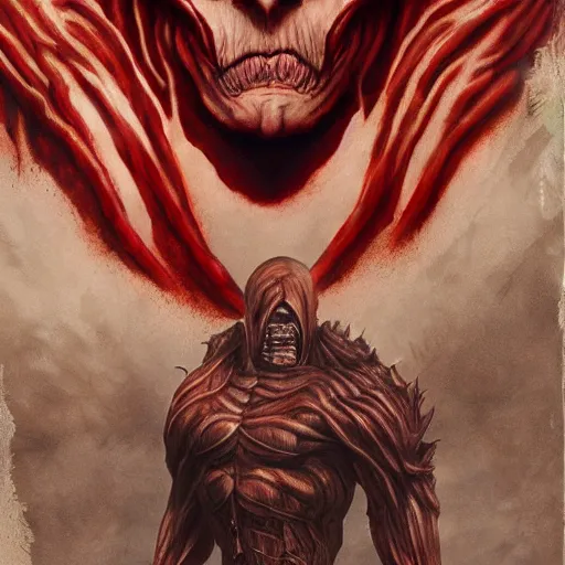 Prompt: Colossal Titan, elden ring boss, matte painting, detailed, elden ring, oil on canvas