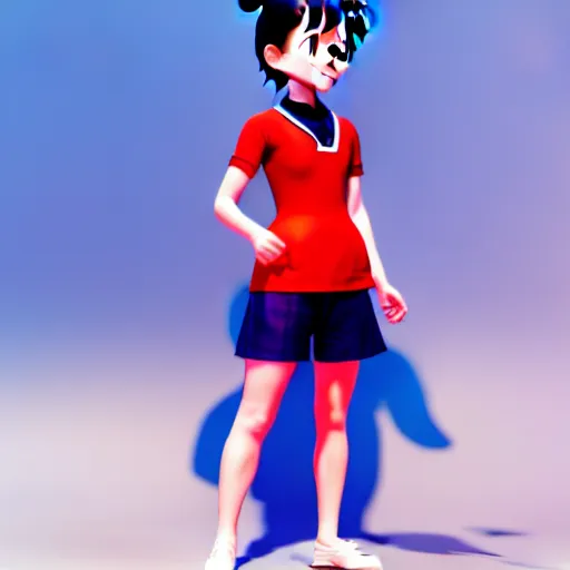 Prompt: full body 3d render of Kiki from kiki's delivery service, studio lighting, white background, blender, trending on artstation, 8k, highly detailed