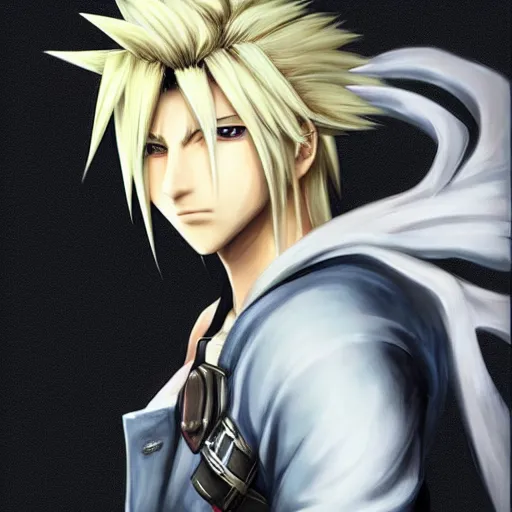 Image similar to An anime portrait of a cloud strife from ff7, by Stanley Artgerm Lau, tranding on artstation