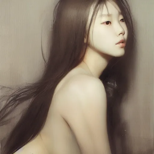 Prompt: Lee Jin-Eun by Ruan Jia, rule of thirds, seductive look, beautiful