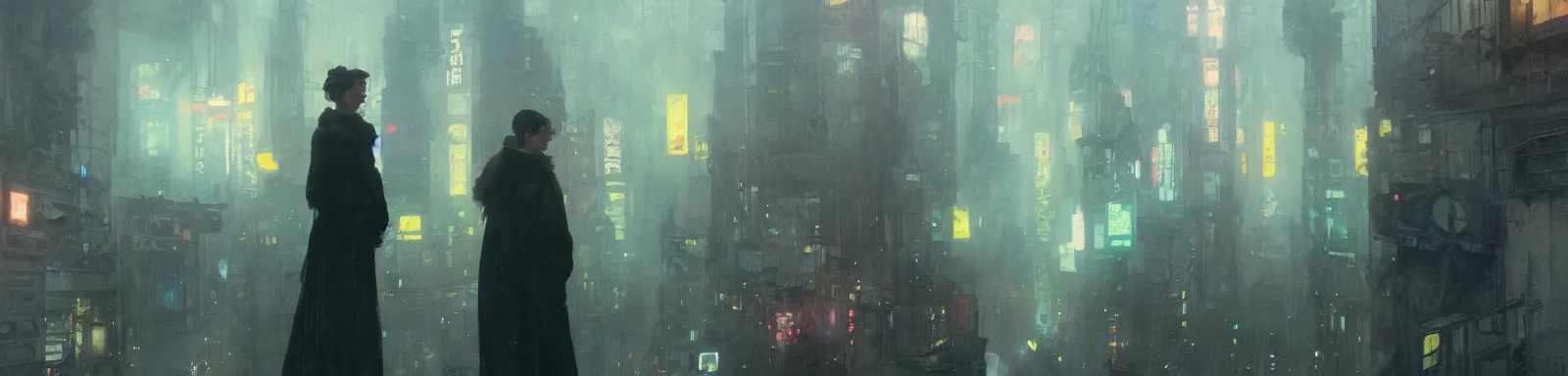 Image similar to 2 0 1 8 blade runner movie still girl look at the cityscape from roof perfect face fine realistic face pretty face neon puffy jacket blue futuristic sci - fi elegant by denis villeneuve tom anders zorn hans dragan bibin thoma greg rutkowski ismail inceoglu illustrated sand storm alphonse mucha