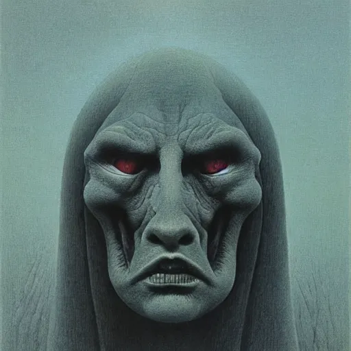 Image similar to a portrait of a creature by zdzisław beksiński