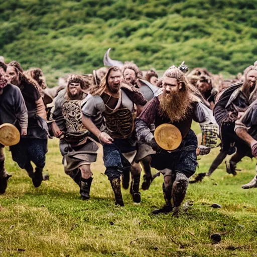 Image similar to Wild Vikings running against the camera