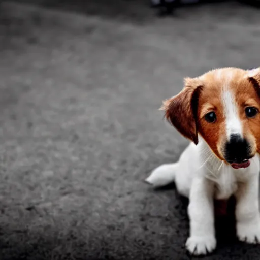 Image similar to puppy bringing back the bone of a weird huge alien realistic hdr 3 5 mm