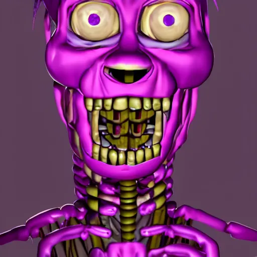 Prompt: william afton new form, horror, fnaf, hyperrealistic, scary, purple