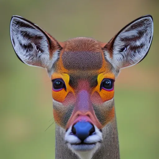 Prompt: Vibrant Colorful Geometric portrait of a male sika deer