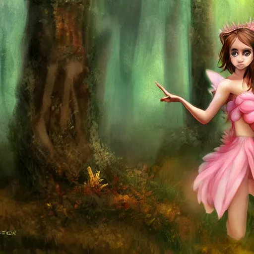 Image similar to emma watson fairy girl posing in the forrest, concept art, anime girl, clean digital concept art, facing the camera