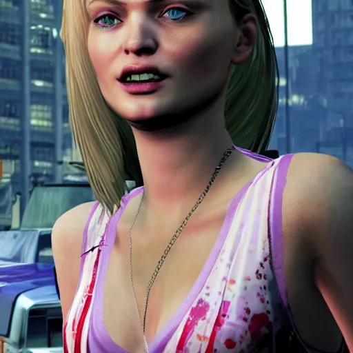 Prompt: Lily Donaldson in GTA 4 loading screen