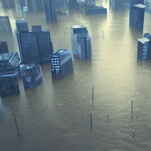 Prompt: tokyo in a flood, ray - tracing, fantasy, diffusion, 4 k