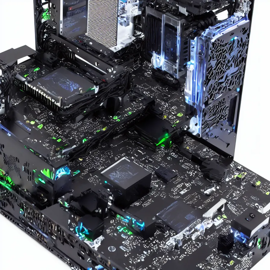 Prompt: alien pc build, ultra realistic.