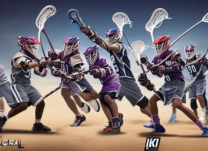 Image similar to lacrosse team playing intergalactic championship versus chitauri. Highly detailed 8k. Intricate. Sony a7r iv 55mm. Award winning.