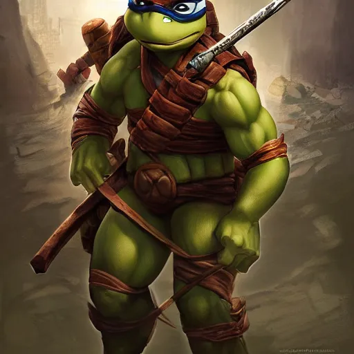 leonardo from teenage mutant ninja turtle, turtle, Stable Diffusion