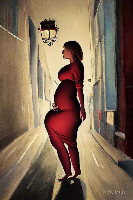 Image similar to pregnant woman under street light by Irina French