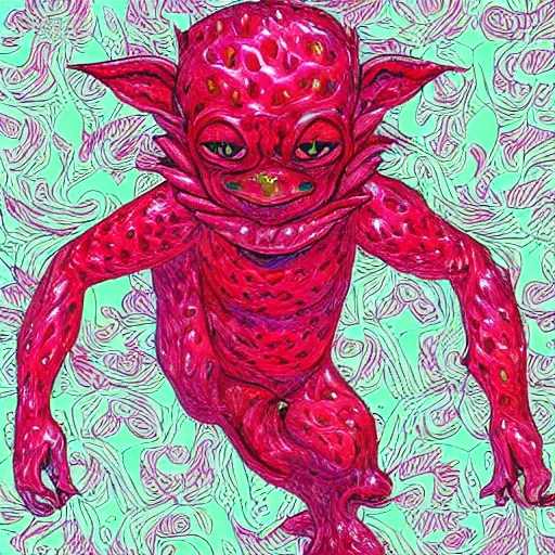 Image similar to strawberry goblin intricate digital painting