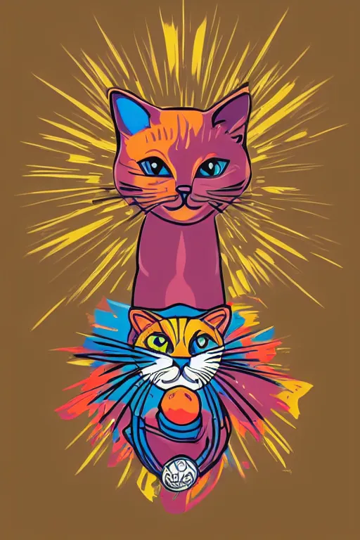 Image similar to Portrait of a cat as a wrestler, sticker, colorful, illustration, highly detailed, simple, smooth and clean vector curves, no jagged lines, vector art, smooth