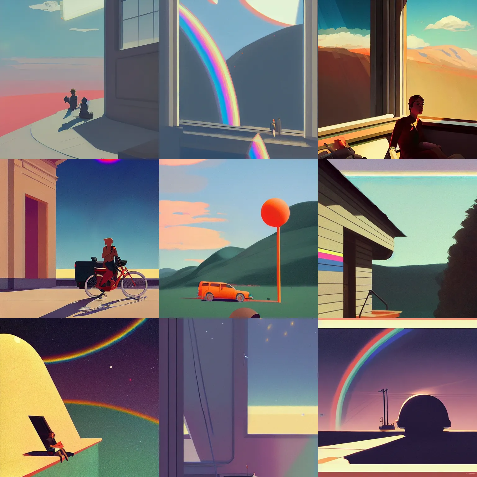 Prompt: 🌈 🛰 by atey ghailan and edward hopper