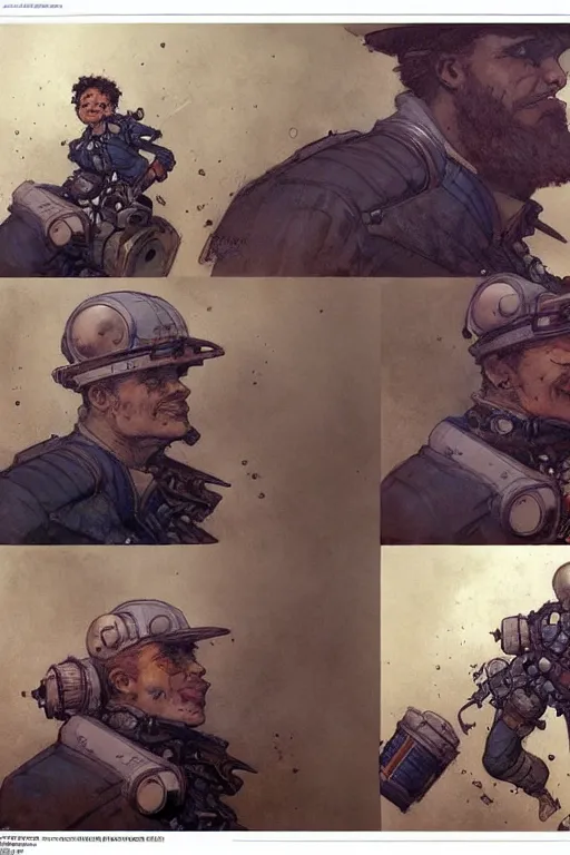 Prompt: comic page layout ( ( ( ( ( 2 0 5 0 s retro future 1 0 year boy old super scientest in space pirate mechanics costume full portrait. muted colors. ) ) ) ) ) by jean - baptiste monge!!!!!!!!!!!!!!!!!!!!!!!!!!!!!!