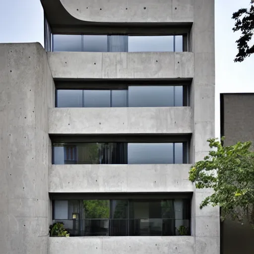 Image similar to beautiful symmetrical façade with wavy concrete structure