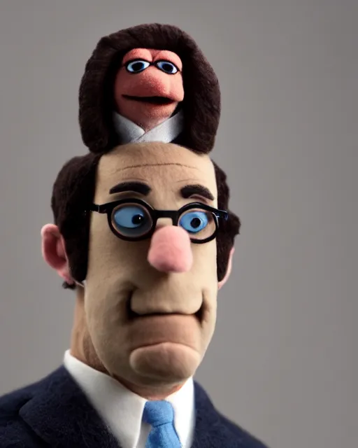 Prompt: david wallace as a muppet. highly detailed felt. hyper real photo. 4 k.