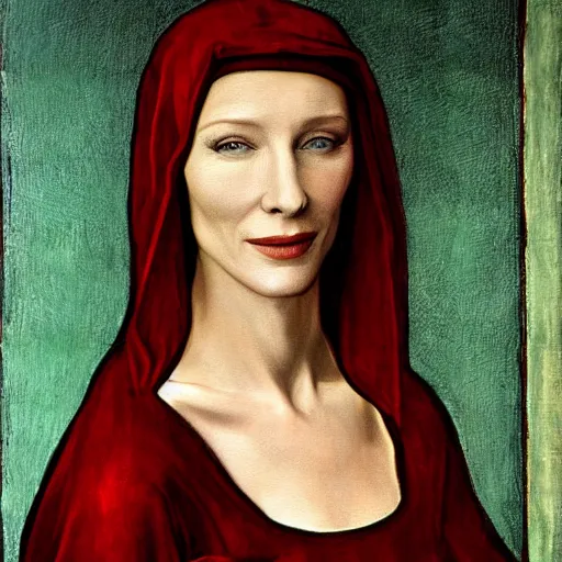Prompt: painting of cate blanchett in the creation of adam by leonardo davinci
