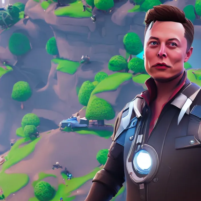 Image similar to Elon musk as a Fortnite character, cinematic, detailed