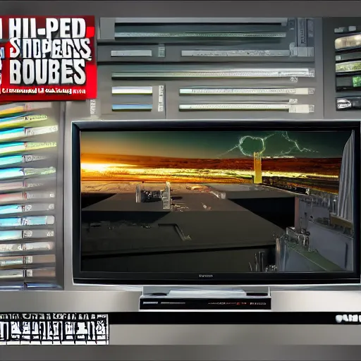 Image similar to tv shopping channel selling nuclear bombs, real life, tv, high resolution, highly detailed