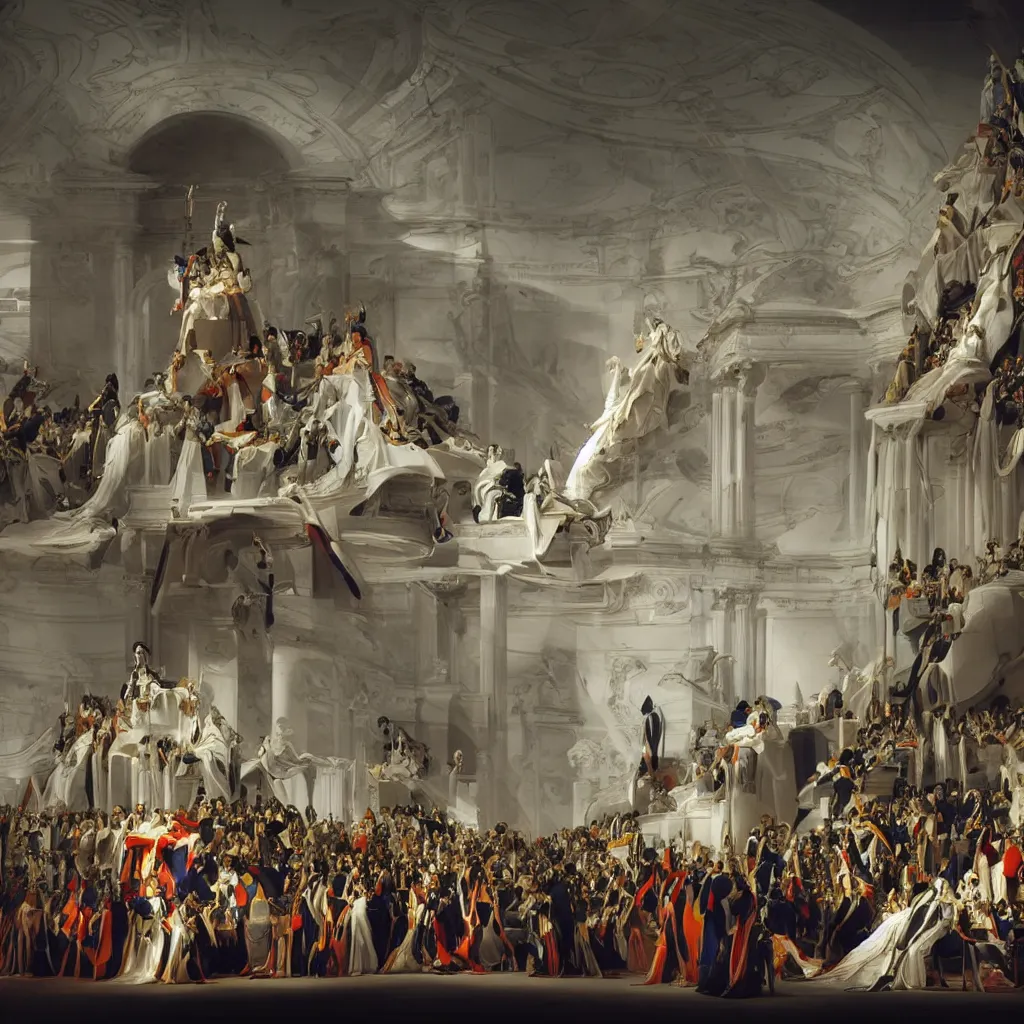 Image similar to sci fi car zaha hadid 20% of canvas and wall structure in the coronation of napoleon painting by Jacques-Louis David search pinterest keyshot product render ultra high detail ultra realism 4k in plastic dark tilt shift