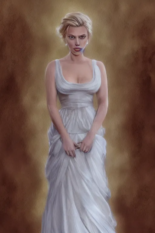 Image similar to Scarlett Johansson in a Wedding Dress, artstation, 4k detailed