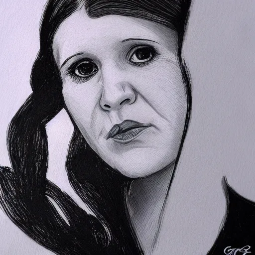 Image similar to portrait of young carrie fisher by greg ruthkowski