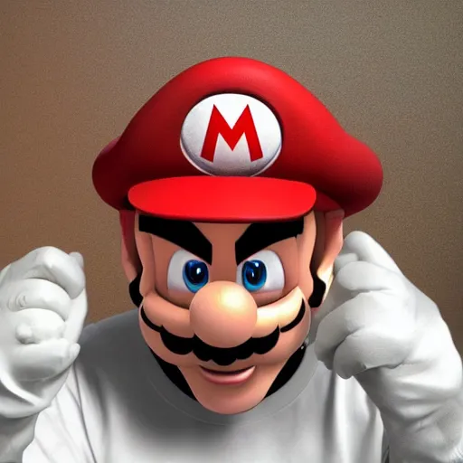 Prompt: mario real world facial reconstruction