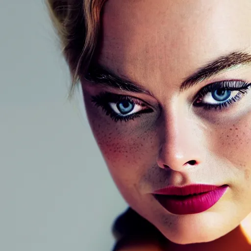 Prompt: margot robbie portrait, 8k resolution, hyper-detailed, realistic eyes