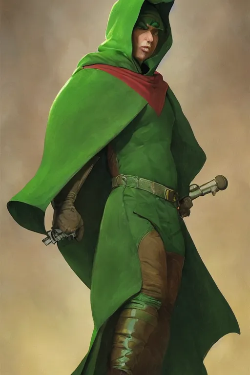 Prompt: portrait of the mousefolk hunter wearing green cape and hood by artgerm and Craig Mullins, James Jean, Andrey Ryabovichev, Mark Simonetti and Peter Morbacher 16k