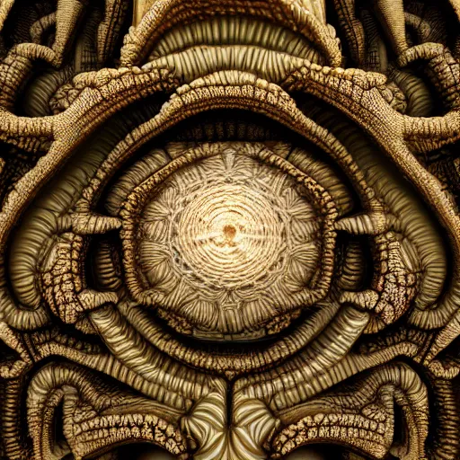 Prompt: An intricate and detailled illustration Close-up of intricate fractal mandelbulb made of a contraption and eyes, rendered in Cinema4D, Trending on art station :: intricate detail, highly detailed :: Eldritch