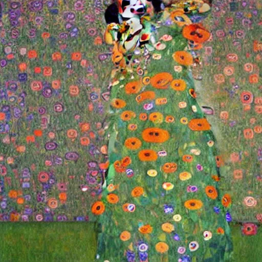 Image similar to morning glory flower, by gustav klimt