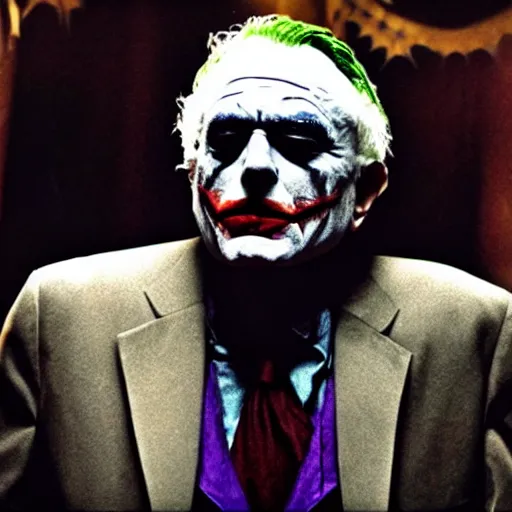 Image similar to stunning awe inspiring ( bernie sanders ) as the joker in a batman movie, movie still 8 k hdr atmospheric lighting