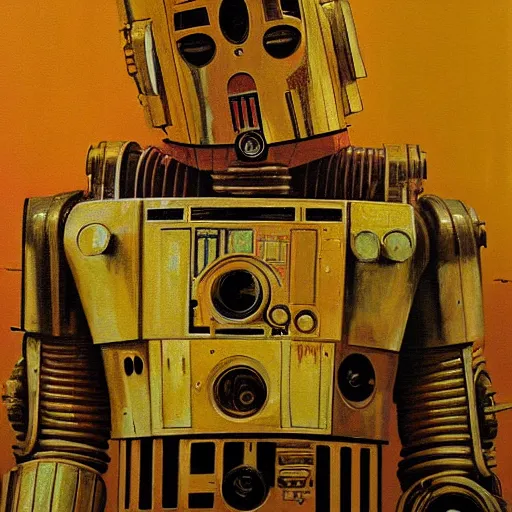 Image similar to painting of c - 3 p 0 by ralph macquarrie