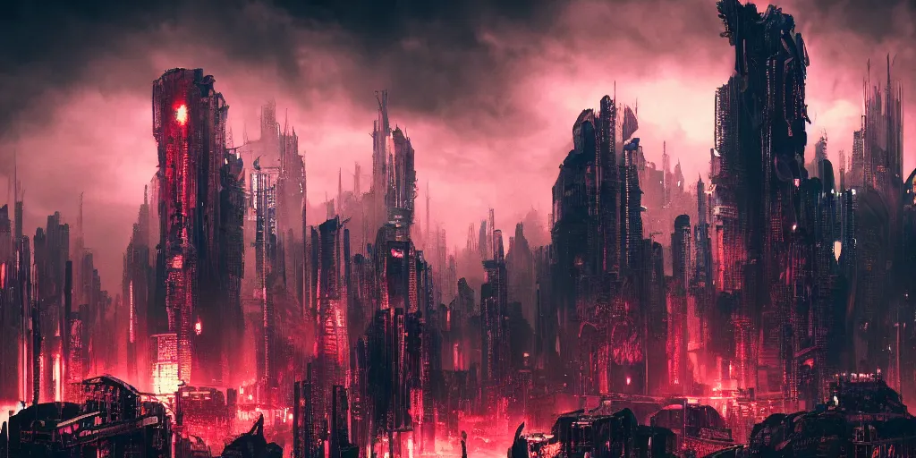 Image similar to cyberpunk chtulhu closeup, fallout 5, studio lighting, deep colors, apocalyptic setting, vertically mirrored city
