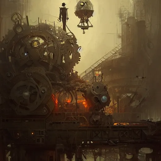 Prompt: the machine of death, steampunk, wlop, greg rutkowski