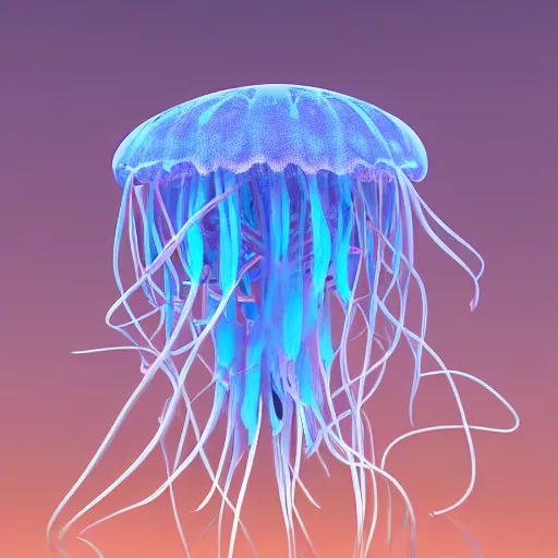 Prompt: “jellyfish growing form tree branch,C4d,8k cleaning future ,- 9n”