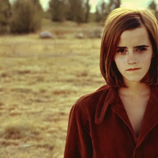 Prompt: photo, emma watson, wyoming, film still from no country for old men ( 2 0 0 7 ), kodak ektachrome 1 2 0, 2 6 mm,