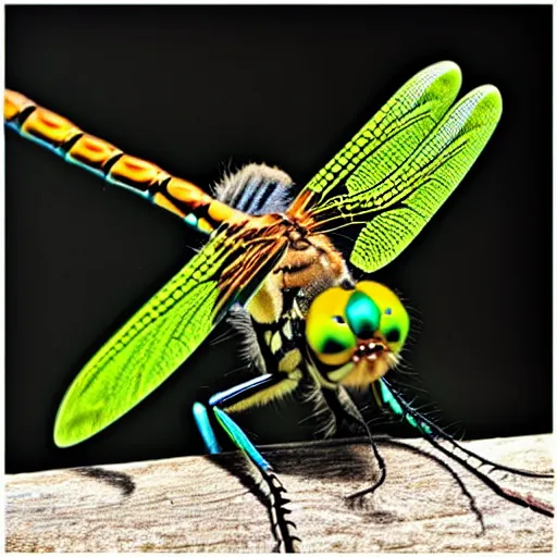 Image similar to a dragonfly - cat - hybrid, animal photography