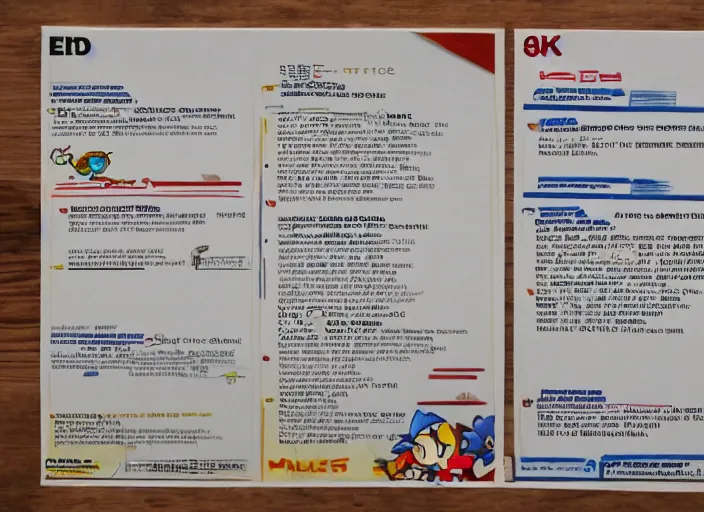 Prompt: photograph of e 3 game list paper, photorealistic, 8 k, highly detailed, text on paper, mario title, sonic title