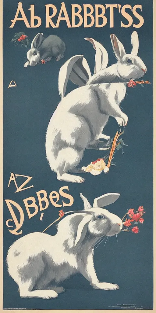 Image similar to a 1 9 2 0 s poster advertising rabbits