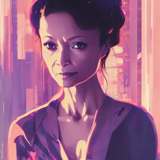 Prompt: thandie newton portrait as manga girl, realistic shaded perfect face, fine details. anime. realistic shaded lighting poster by ilya kuvshinov katsuhiro otomo ghost - in - the - shell, magali villeneuve, artgerm, jeremy lipkin and michael garmash and rob rey