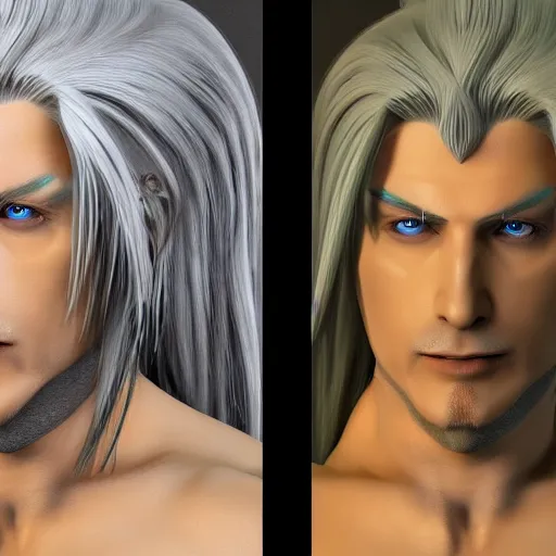 Prompt: sephiroth as mario, a computer rendering by h. r. giger, trending on zbrush central, neoplasticism, zbrush, reimagined by industrial light and magic, # vfxfriday