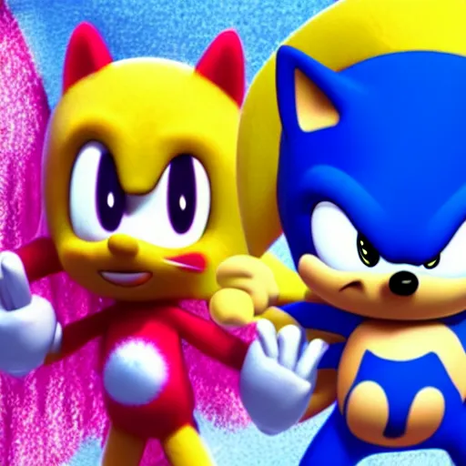 Image similar to Sonichu in the movie Sonic, movie still