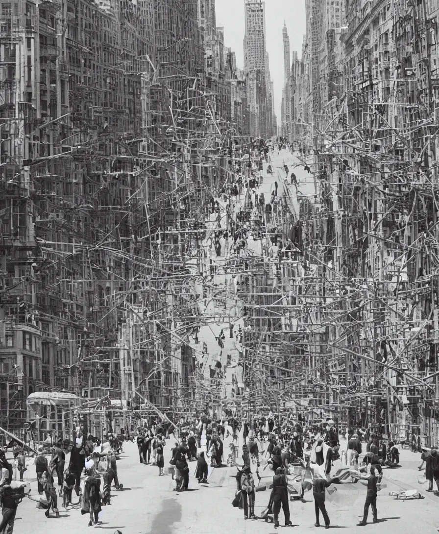 Image similar to constructivism streetview sun people street busy new york