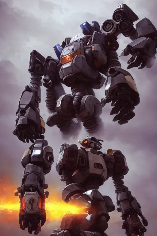 Image similar to mechwarrior 5 : mercenaries mech megaman transformer robot boss tank engine game octane render, 4 k, hd 2 0 2 2 3 d cgi rtx hdr style chrome reflexion glow fanart jesper ejsing, by rhads, makoto shinkai borderlands and by feng zhu rossdraws artstation by digital cinematic pixar and disney unreal zbrush central hardmesh